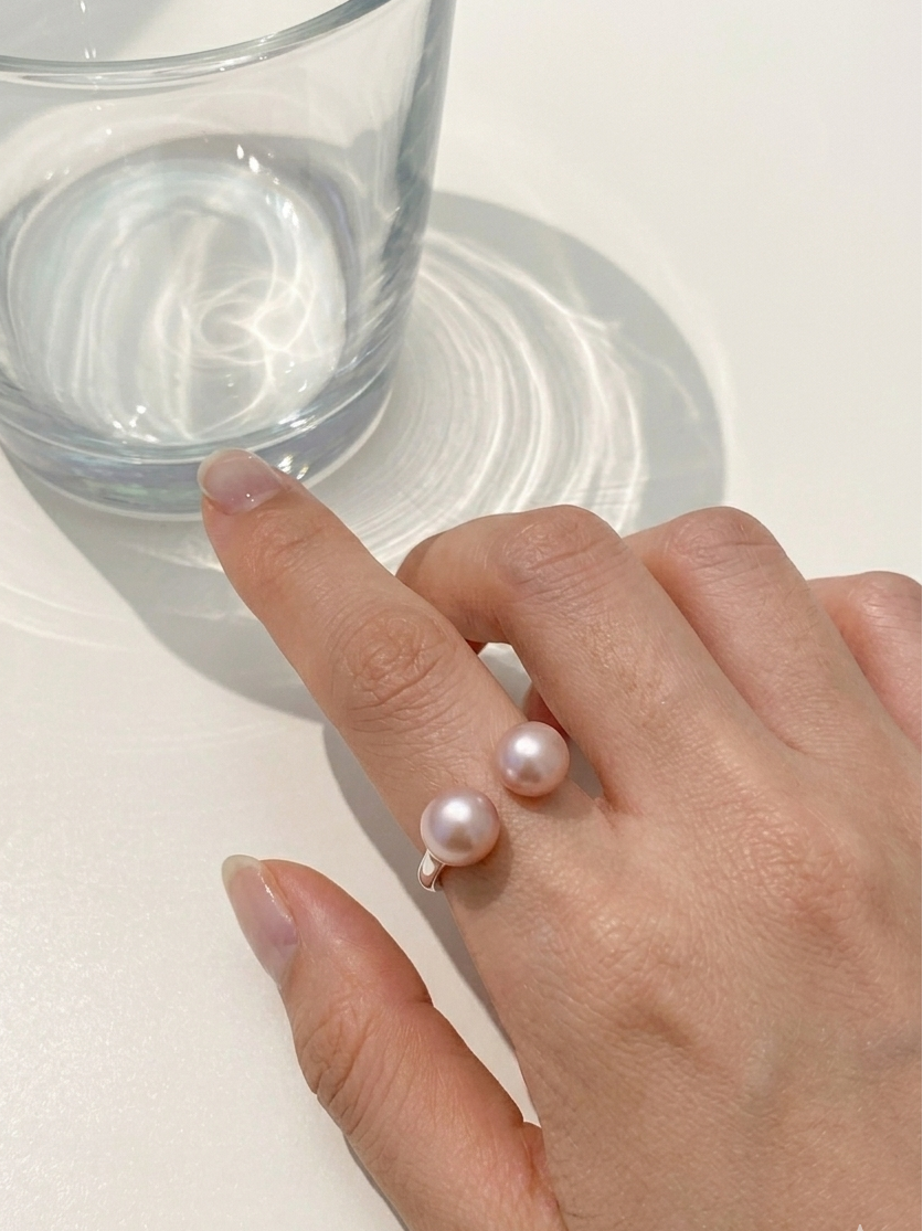 Dual Pearl Open Ring