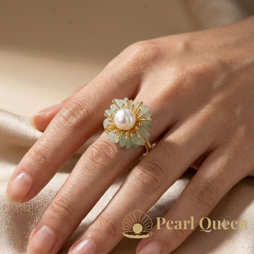 Handmade Wire-Wrapped Pearl Cluster Ring