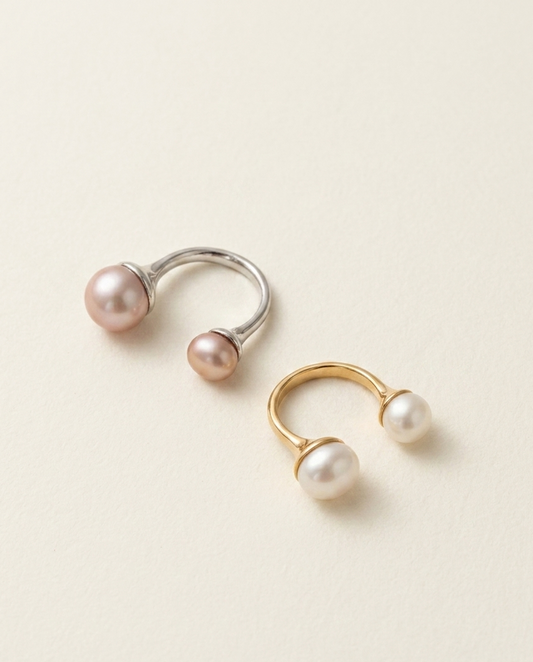 Dual Pearl Open Ring
