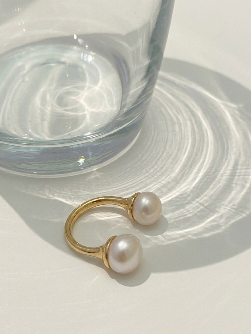 Dual Pearl Open Ring