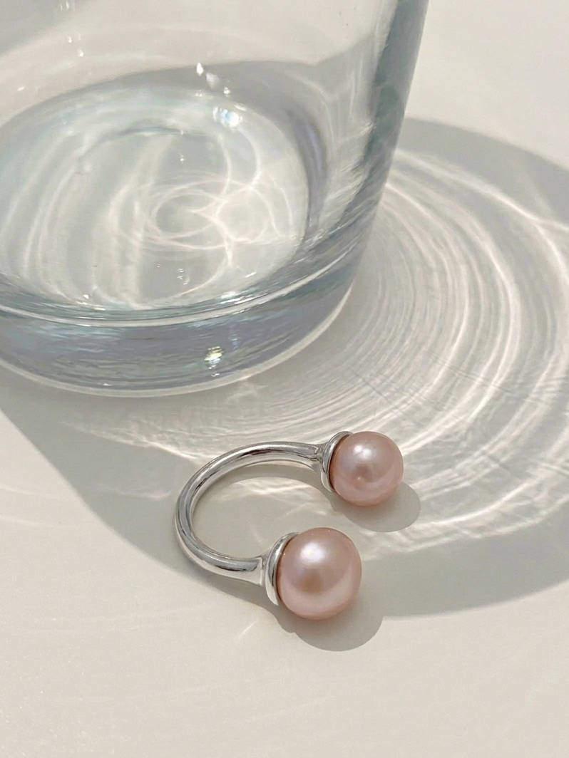 Dual Pearl Open Ring