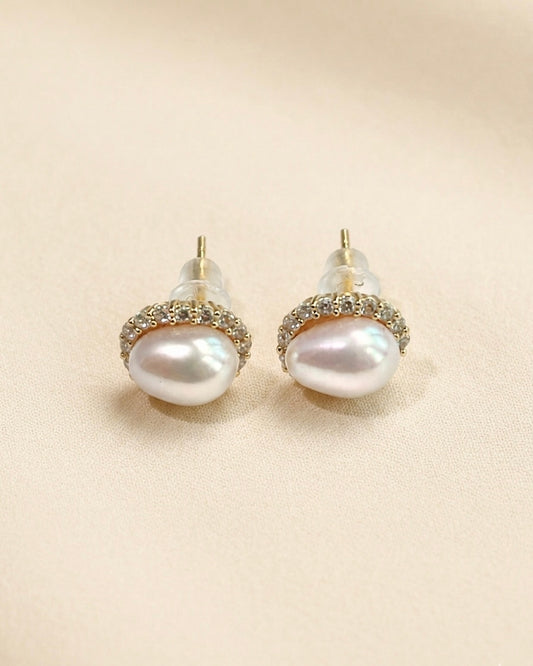 Halo Pearl Stud Earrings